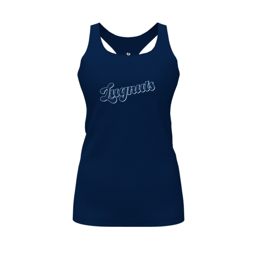 [FT0TRBNV-FYS-LOGO1] Decker Racerback Tank Top (Female Youth S, Navy, Logo 1)