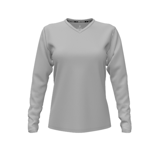 [CUS-DFW-TEES-PER-VNK-LSL-GRY-FYXS] Decker Performance T-Shirt (Female Youth XS, Gray, V Neck, None, Long Sleeve)