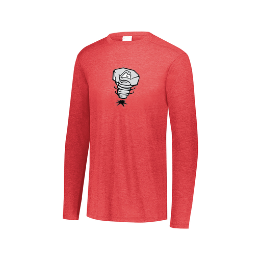 [FTLCUBRD-AXS-LOGO3] Decker Men's Tri-Blend T-Shirt - Long Sleeve (Adult XS, Red, Logo 3)